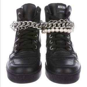 Moschino Leather Graphic Sprint Sneakers